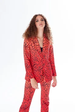 Women Liquorish Leopard Print Ombre Suit Blazer In Orange