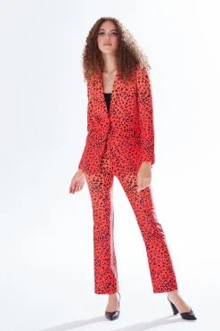 Women Liquorish Leopard Print Ombre Suit Blazer In Orange