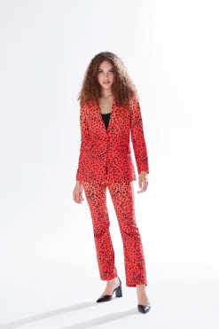 Women Liquorish Leopard Print Ombre Suit Blazer In Orange