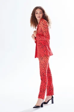 Women Liquorish Leopard Print Ombre Suit Blazer In Orange