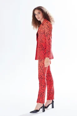 Women Liquorish Leopard Print Ombre Suit Blazer In Orange
