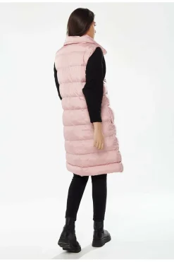 Women Liquorish Long Puffer Gilet In