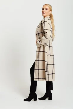 Women Liquorish Longline Check Coat