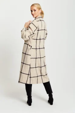Women Liquorish Longline Check Coat