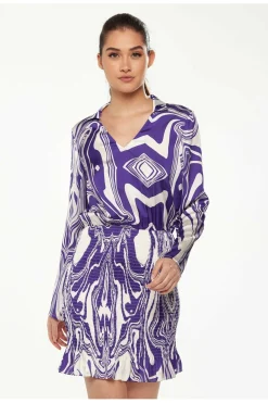 Women Liquorish Marble Print Dress In