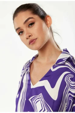 Women Liquorish Marble Print Dress In