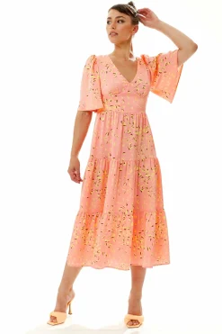 Women Liquorish Midi Abstract Animal Print Dress In