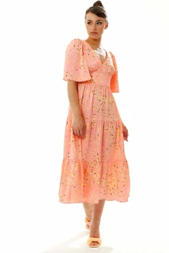 Women Liquorish Midi Abstract Animal Print Dress In