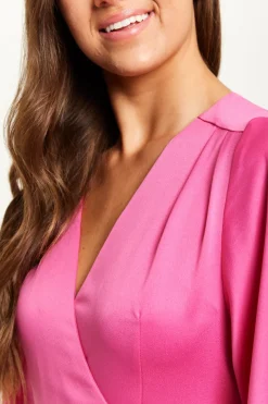 Women Liquorish Midi Wrap Dress With Kimono Sleeves