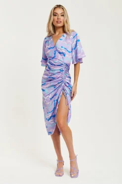 Women Liquorish Midi Wrap Dress With Abstract Zebra Print In