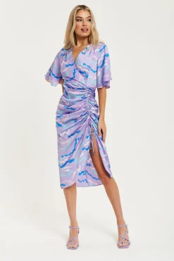Women Liquorish Midi Wrap Dress With Abstract Zebra Print In