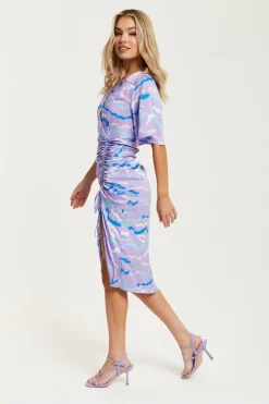 Women Liquorish Midi Wrap Dress With Abstract Zebra Print In