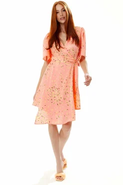 Women Liquorish Mini Abstract Animal Print Wrap Dress In