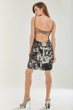Women Liquorish Mini Sequin Dress With Open Back