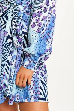Women Liquorish Mixed Animal Print Mini Wrap Dress
