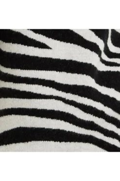 Women Liquorish Mono Zebra High Neck Jumper