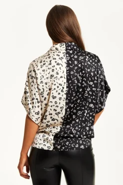 Women Liquorish Monochrome Heart Print Shirt With Short Sleeves