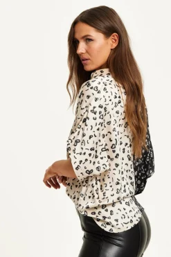 Women Liquorish Monochrome Heart Print Shirt With Short Sleeves