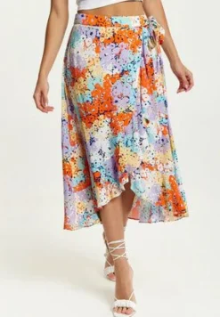 Women Liquorish Multicolour Floral Print Midi Wrap Skirt