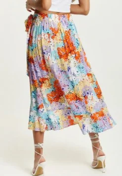 Women Liquorish Multicolour Floral Print Midi Wrap Skirt
