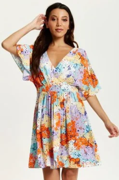 Women Liquorish Multicolour Floral Print Mini Dress With Open Back