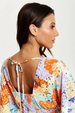 Women Liquorish Multicolour Floral Print Mini Dress With Open Back