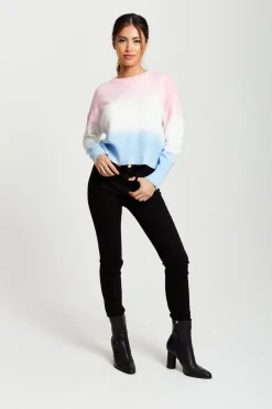 Women Liquorish Ombre Pattern Jumper In Pink, White And Blue