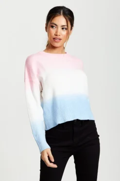 Women Liquorish Ombre Pattern Jumper In Pink, White And Blue