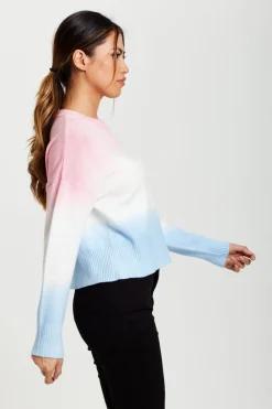 Women Liquorish Ombre Pattern Jumper In Pink, White And Blue