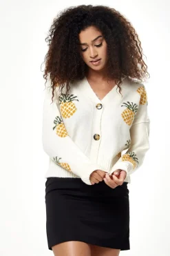 Women Liquorish Pineapple Pattern Cardigan
