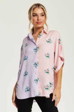 Women Liquorish Pink And Lilac Floral Print Shirt
