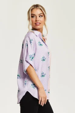 Women Liquorish Pink And Lilac Floral Print Shirt
