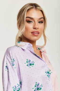 Women Liquorish Pink And Lilac Floral Print Shirt