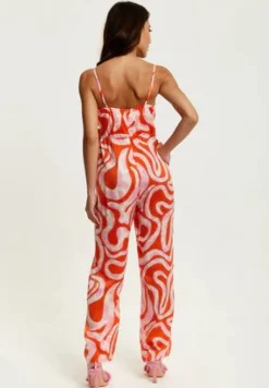 Women Liquorish Pink And Red Abstract Print Jumpsuit