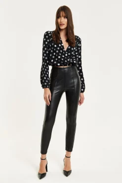 Women Liquorish Polka Dot Print Wrap Top In