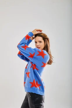 Women Liquorish Red Star Jumper In