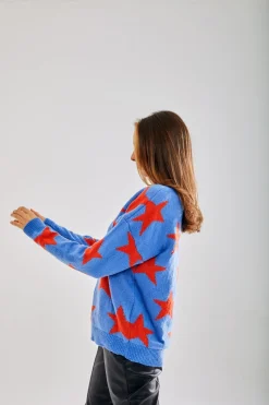 Women Liquorish Red Star Jumper In