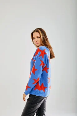 Women Liquorish Red Star Jumper In