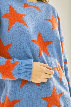 Women Liquorish Red Star Jumper In