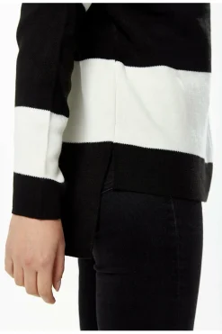 Women Liquorish Roll Neck Jumper In Black & White