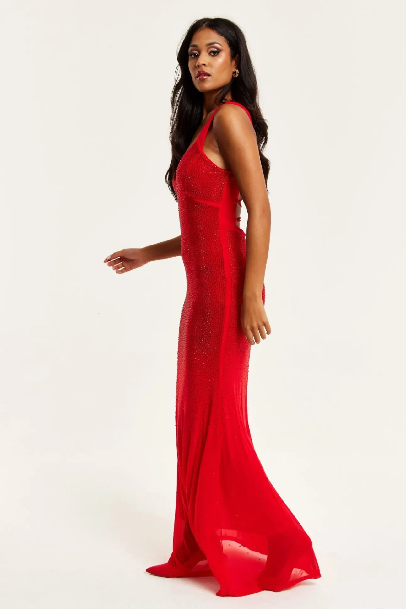 Women Liquorish Sequin Maxi Dress With Open Back Detail