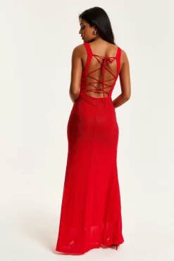 Women Liquorish Sequin Maxi Dress With Open Back Detail