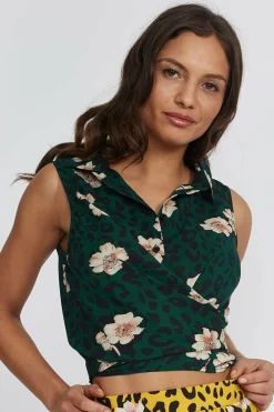 Women Liquorish Shirt Tie Front In Leopard And Floral Print