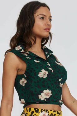 Women Liquorish Shirt Tie Front In Leopard And Floral Print