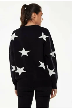 Women Liquorish Star Pattern Jumper In Black & White