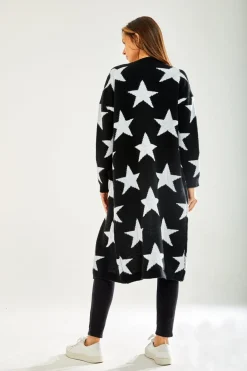 Women Liquorish Star Pattern Long Cardigan In
