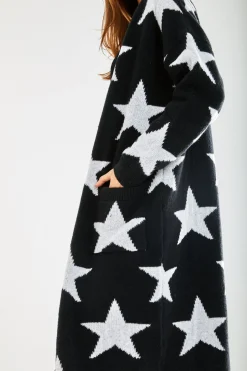 Women Liquorish Star Pattern Long Cardigan In