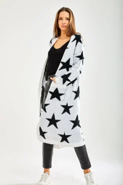 Women Liquorish Star Pattern Long Cardigan In