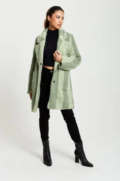 Women Liquorish Teddy Coat In Stripe
