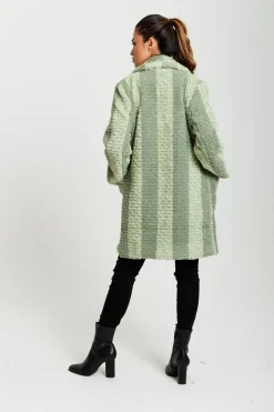 Women Liquorish Teddy Coat In Stripe